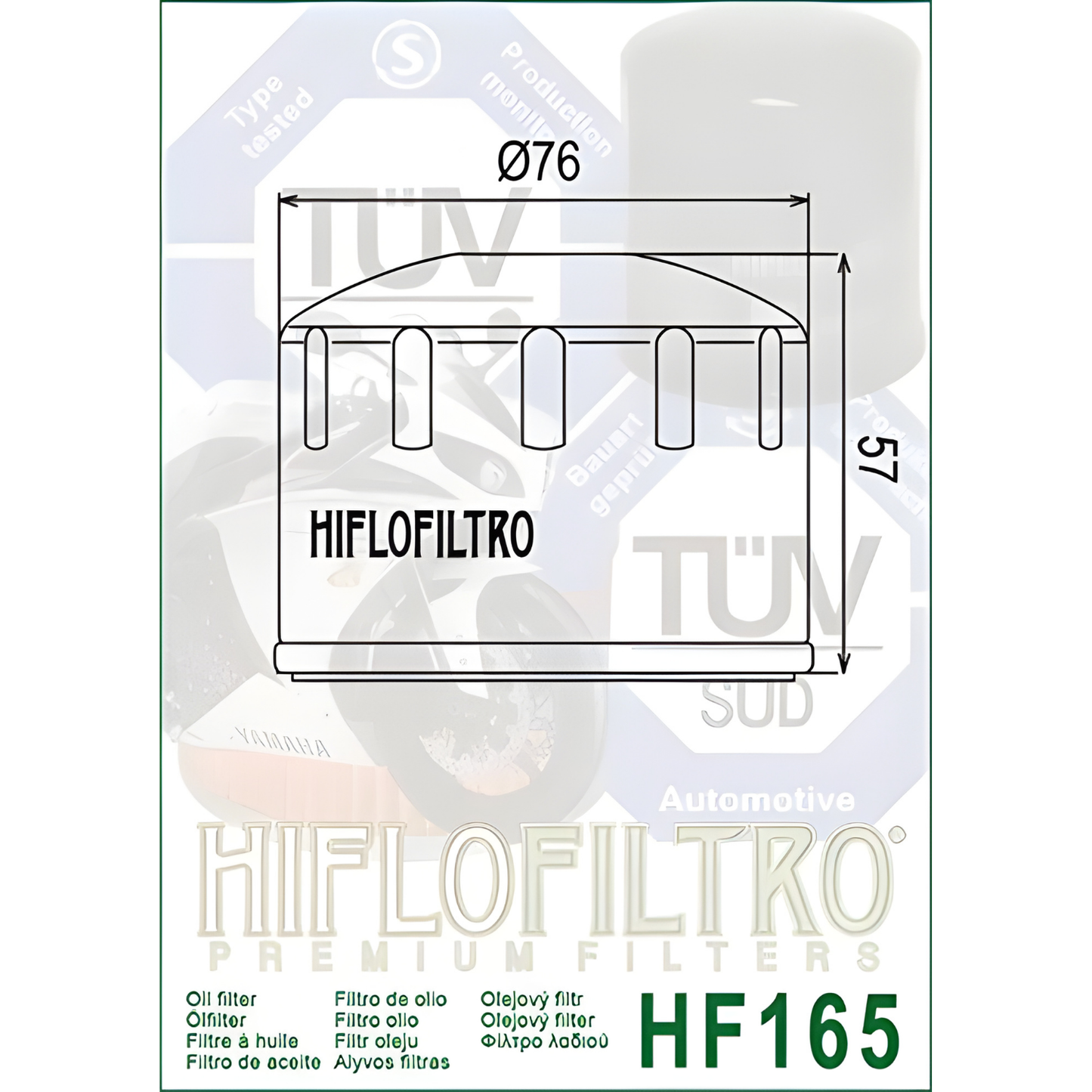 FILTRO DE ACEITE BMW F800 ST HIFLOFILTRO HF 165