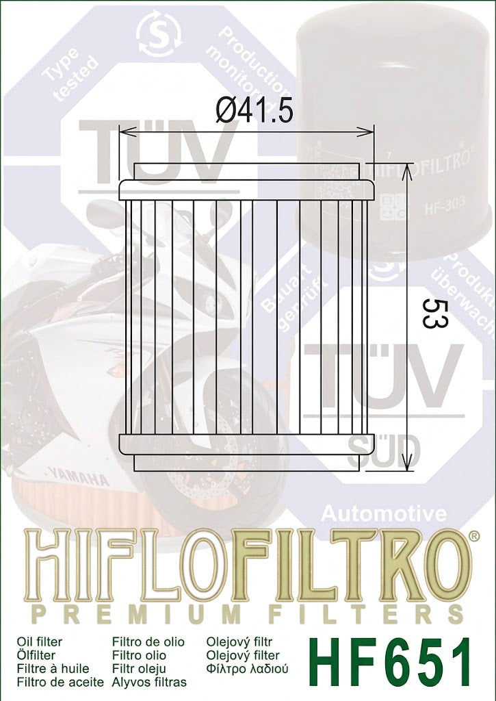 HIFLOFILTRO FILTRO DE ACEITE - HF651 - HUSQVARNA 701 / KTM 690