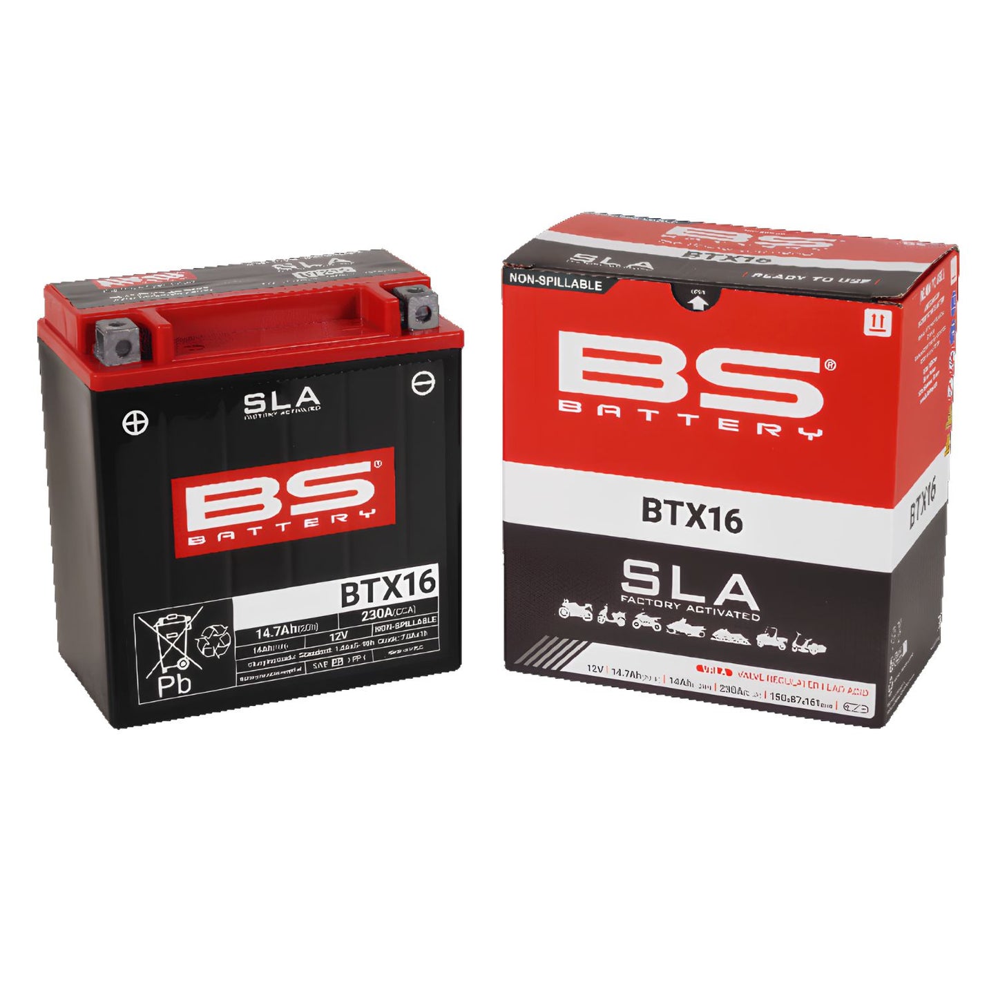 BS BATTERY BTX16 SLA SELLADA ACTIVADA 12V 14AH