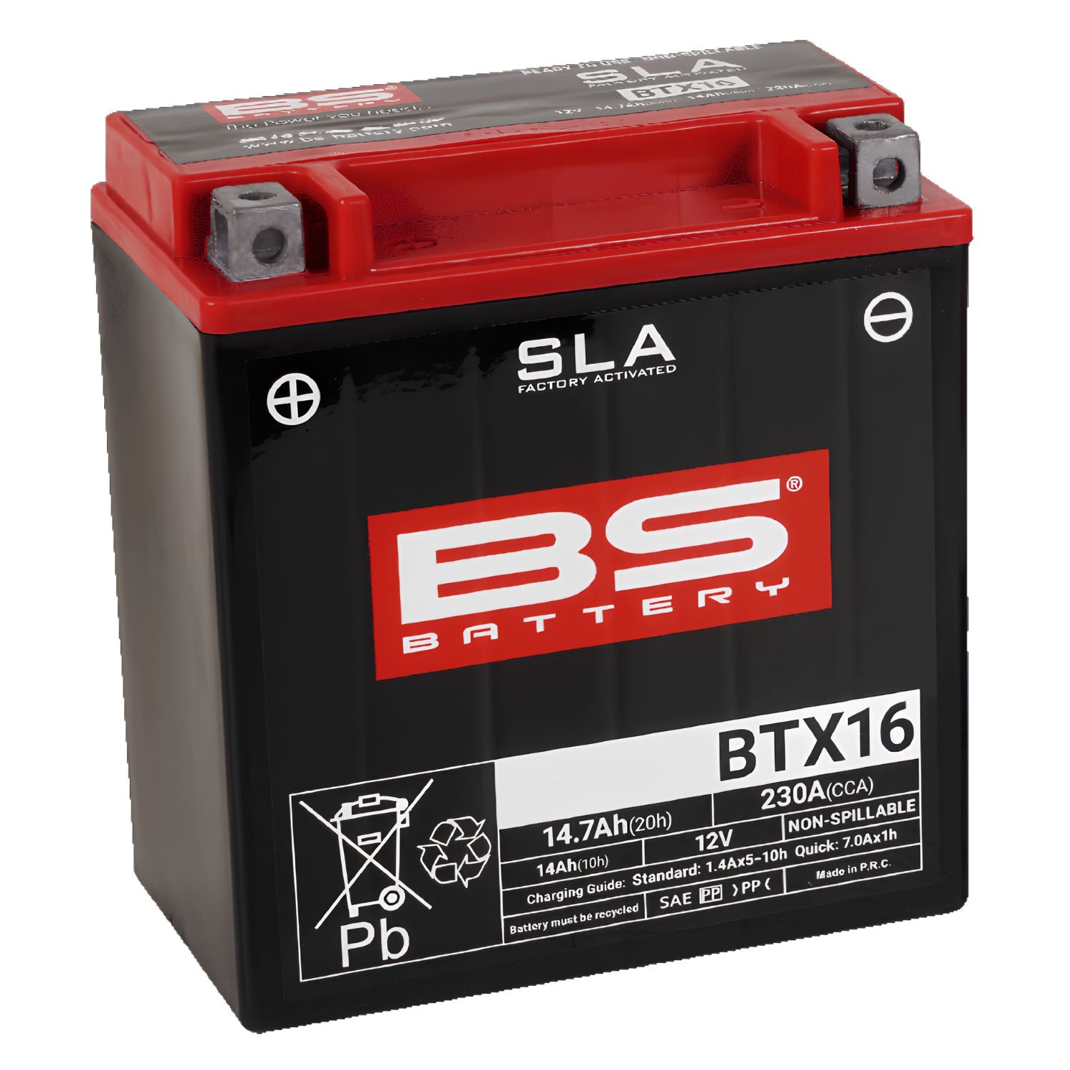BS BATTERY BTX16 SLA SELLADA ACTIVADA 12V 14AH