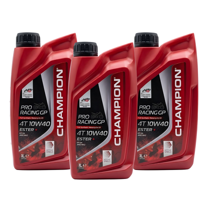PACK 3 ACEITES CHAMPION PRORACING FULL SINTÉTICO GP 10W40 1 LITRO