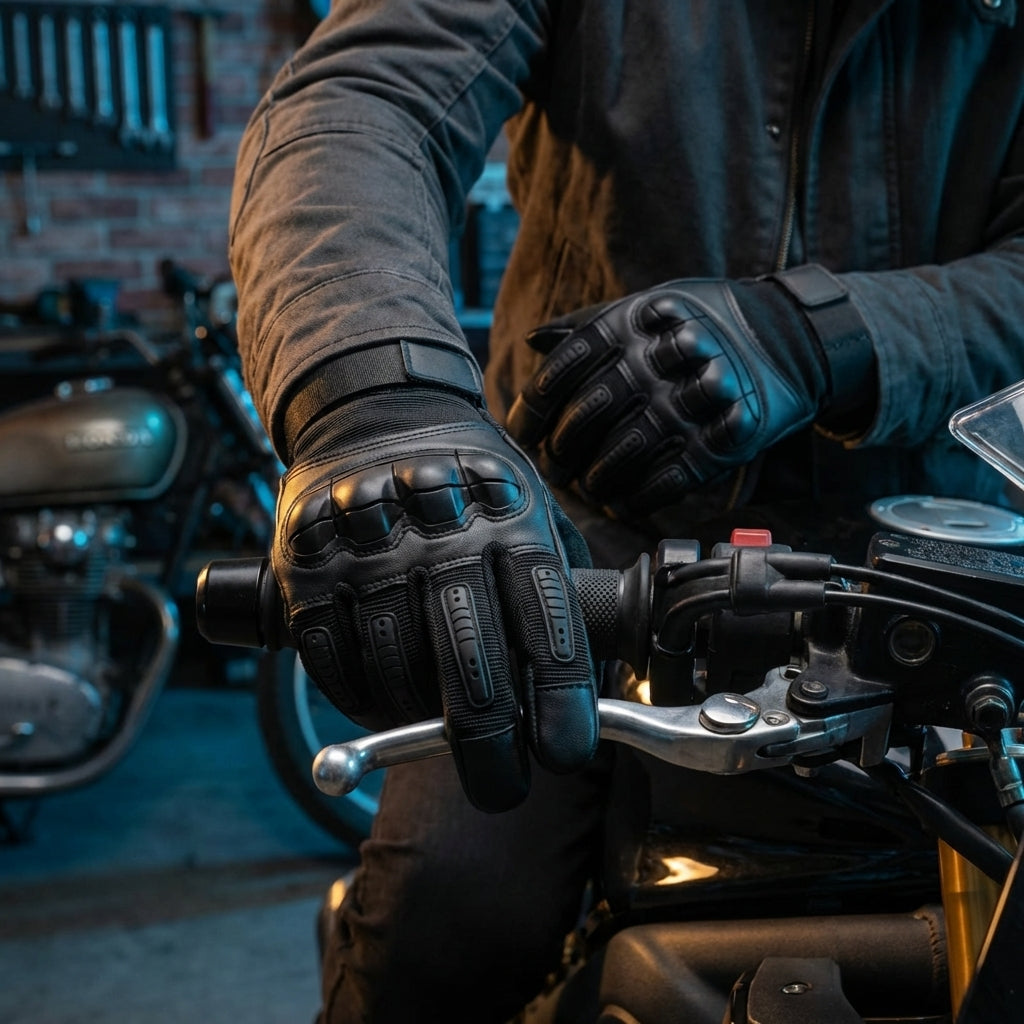 GUANTE PARA MOTO CUERO CON PROTECCION