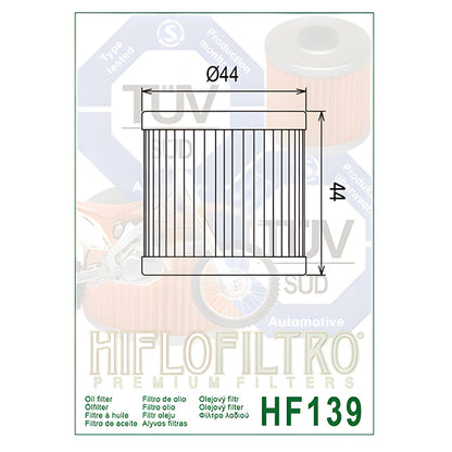 FILTRO DE ACEITE – SUZUKI DR-Z400   – HIFLOFILTRO  HF139