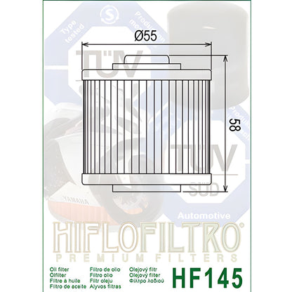 FILTRO DE ACEITE – HIFLOFILTRO – HF145 – YAMAHA XT660R – KEEWAY DORADO