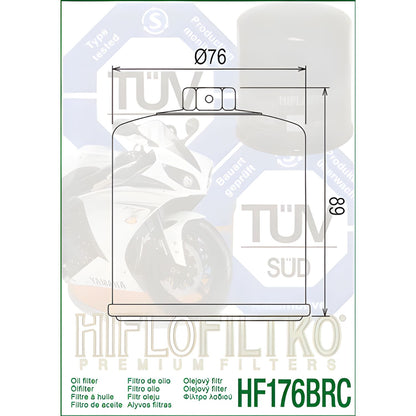 FILTRO DE ACEITE – HF176BRC – HIFLOFILTRO – HARLEY DAVIDSON RH1250S SPORTSTER S