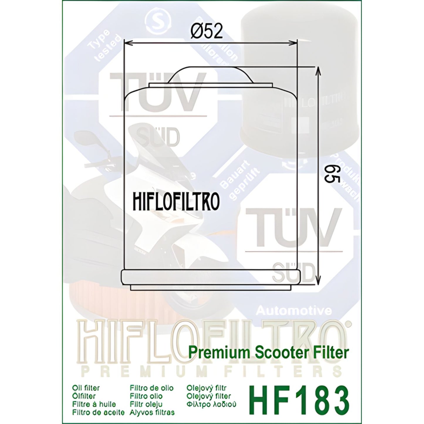 FILTRO DE ACEITE – HF183 – HIFLOFILTRO – PIAGGIO VESPA HIFLOFILTRO