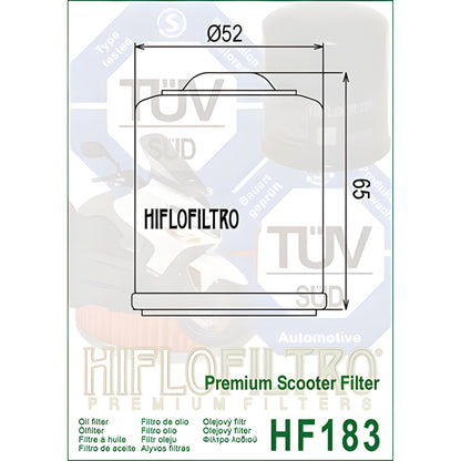 FILTRO DE ACEITE – HF183 – HIFLOFILTRO – PIAGGIO VESPA HIFLOFILTRO