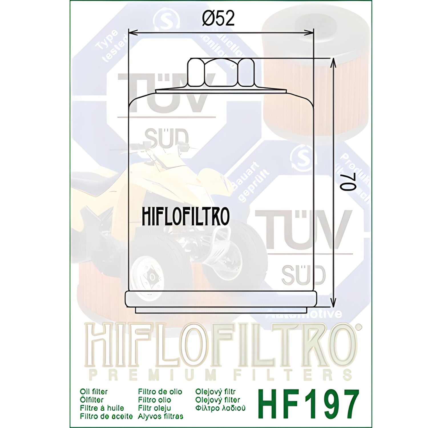 FILTRO DE ACEITE – HF197 – HIFLOFILTRO – HYOSUNG GD250
