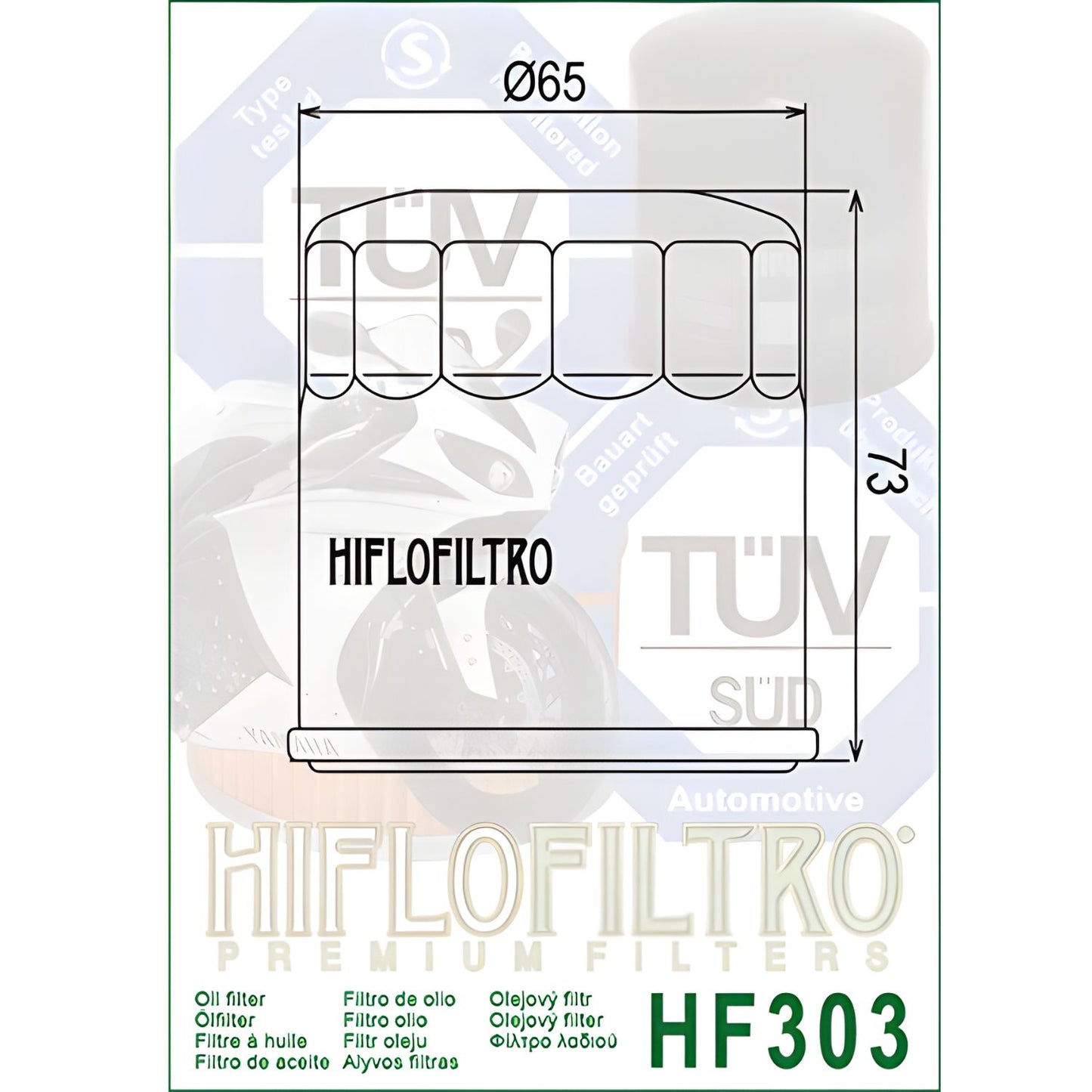 FILTRO DE ACEITE- HIFLOFILTRO HF 303 HONDA CBR 1000 RR