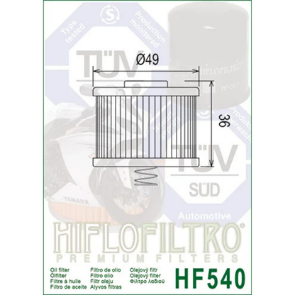 FILTRO DE ACEITE  YAMAHA FZ16 HIFLOFILTRO HF 540