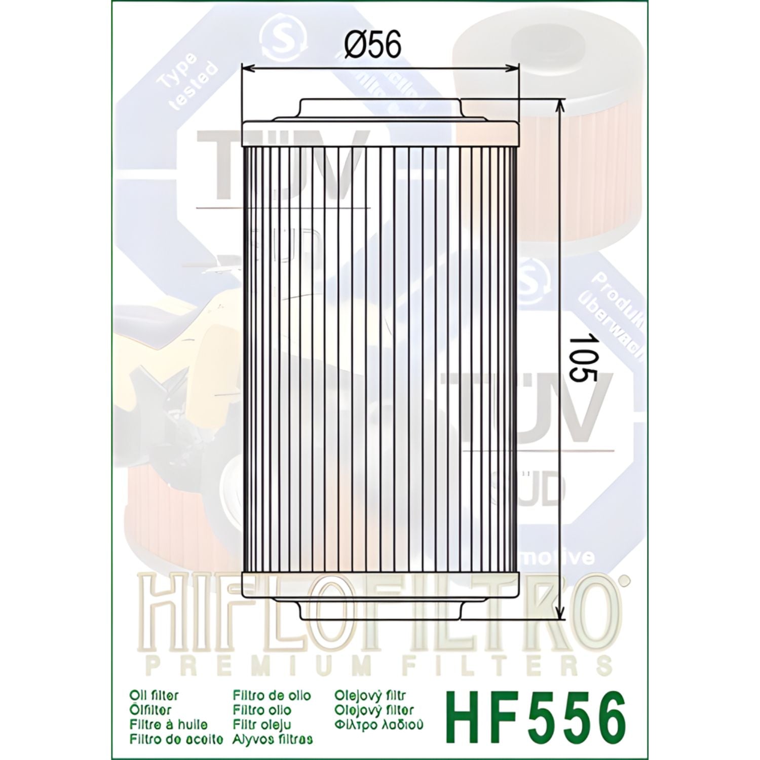 FILTRO DE ACEITE HF556 SEA-DOO MOTOS DE AGUA HIFLOFILTRO