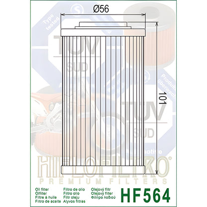 FILTRO DE ACEITE HF564 APRILIA CAPONORD HIFLOFILTRO
