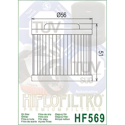 FILTRO DE ACEITE HF569 MV AGUSTA F3 HIFLOFILTRO
