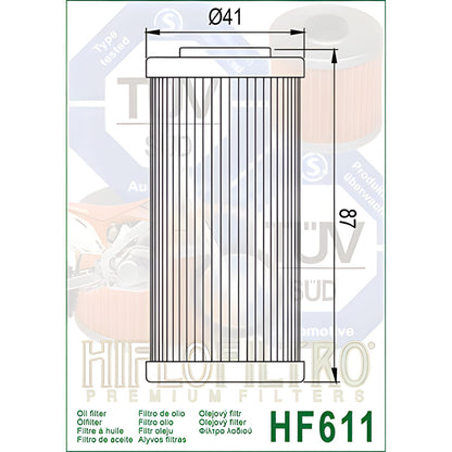 FILTRO DE ACEITE HF611 HIFLOFILTRO