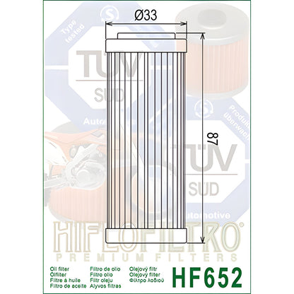 FILTRO DE ACEITE – HF652 – HIFLOFILTRO – KTM 450 EXC HIFLOFILTRO