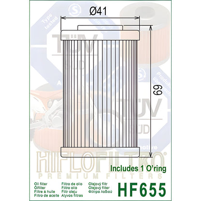 ,FILTRO DE ACEITE  - HIFLOFILTRO - HF 655 - KTM 690 - HIFLOFILTRO