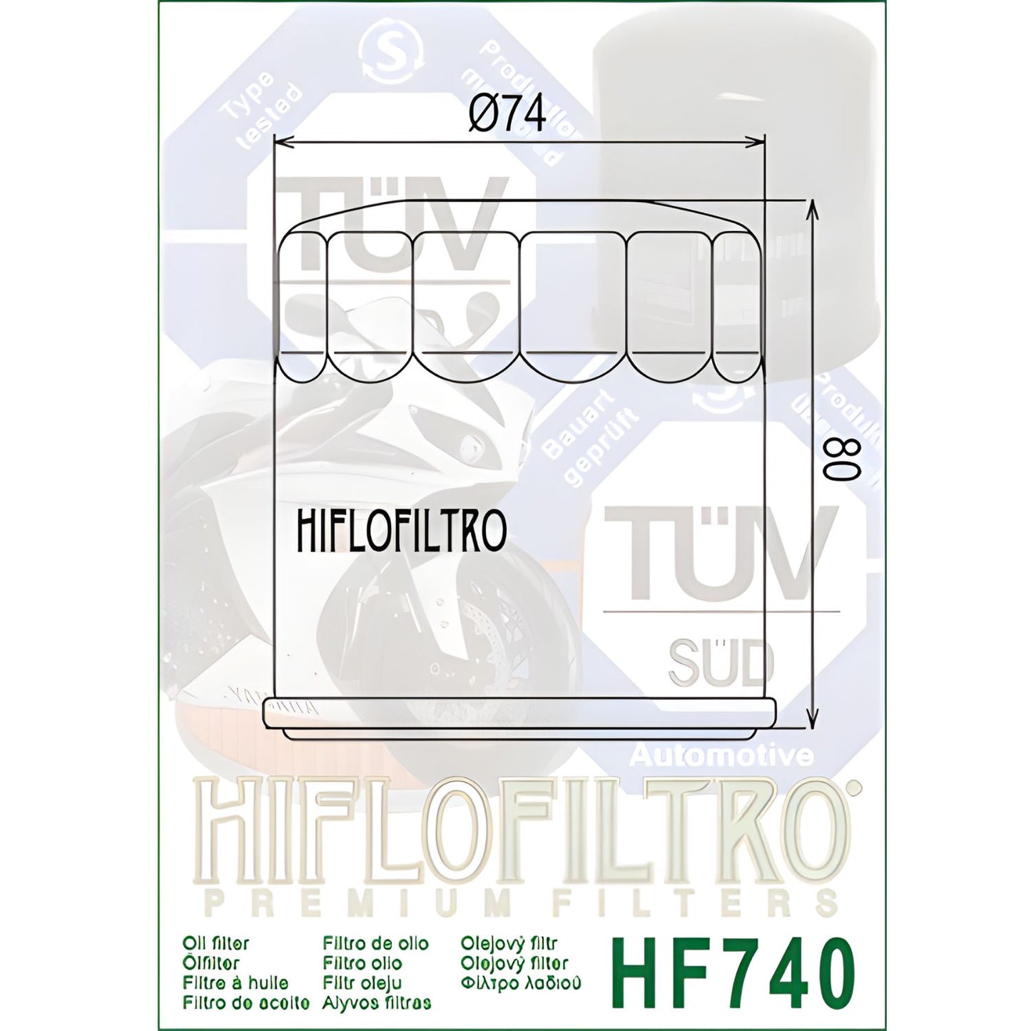 FILTRO DE ACEITE – HF740 – HIFLOFILTRO – YAMAHA MARINE HIFLOFILTRO