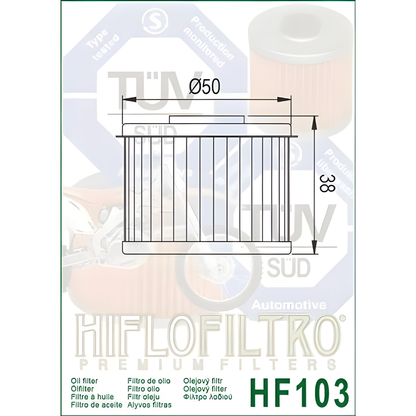 FILTRO DE ACEITE HIFLOFILTRO  HF 103 HONDA CBR300