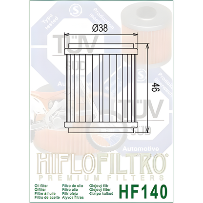 FILTRO DE ACEITE YAMAHA YZF R15 HIFLOFILTRO HF140