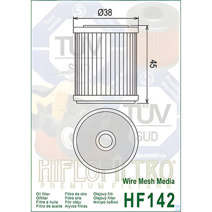 FILTRO DE ACEITE YAMAHA TTR25 HIFLOFILTRO HF  142