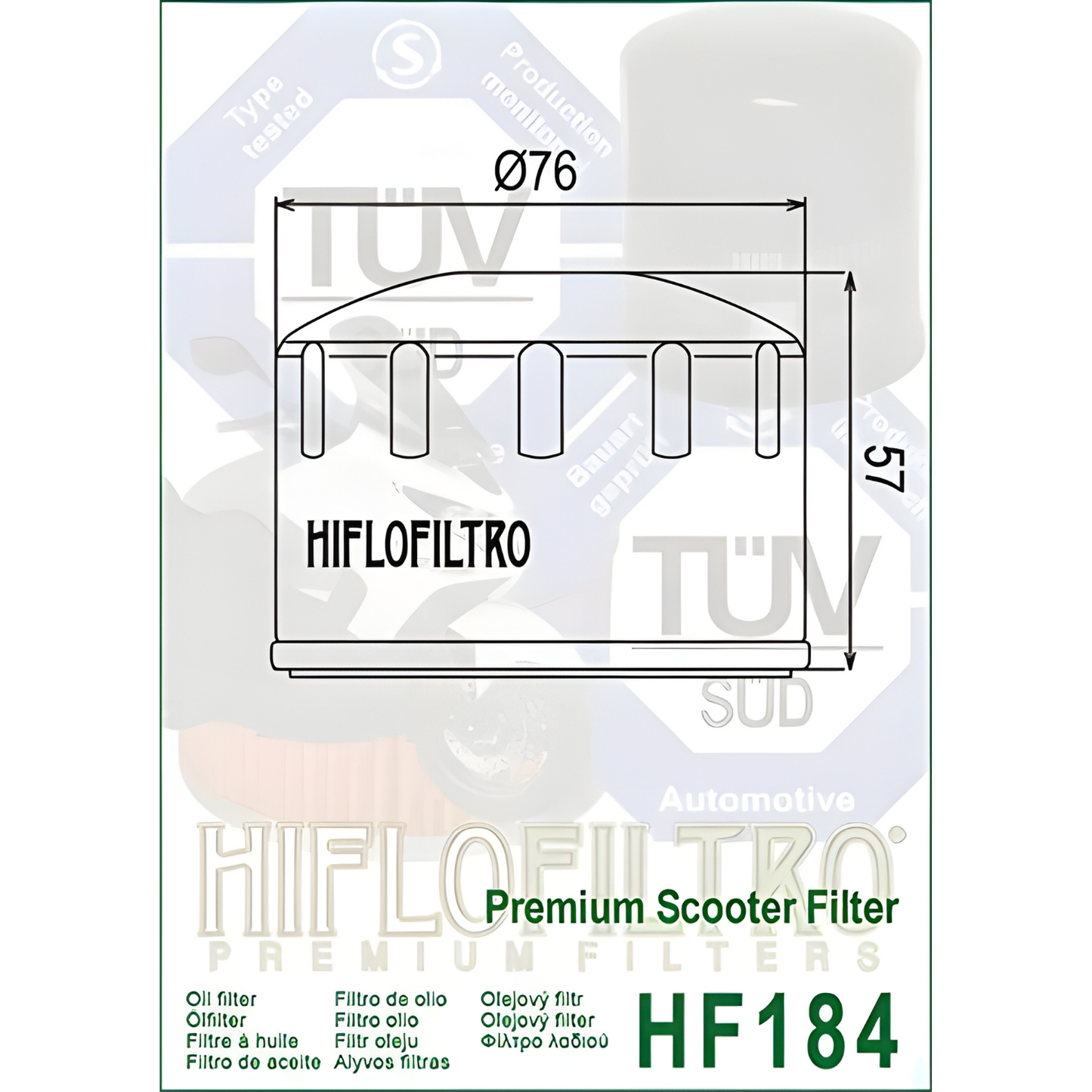 FILTRO DE ACEITE  PIAGGIO HIFLOFILTRO HF184