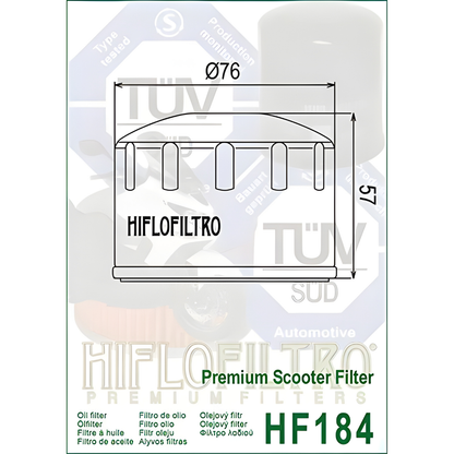 FILTRO DE ACEITE  PIAGGIO HIFLOFILTRO HF184