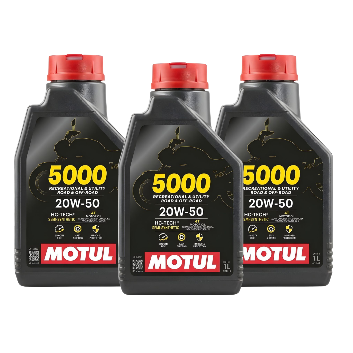 PACK 3 ACEITES MOTUL 5000 SEMI SINTÉTICO 20W50 4T 1 LITRO