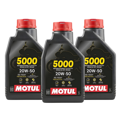 PACK 3 ACEITES MOTUL 5000 SEMI SINTÉTICO 20W50 4T 1 LITRO
