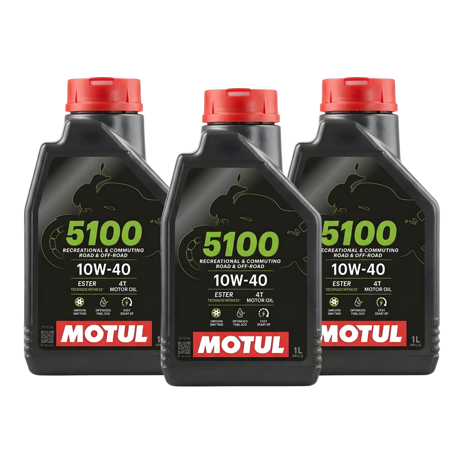 PACK 3 ACEITES MOTUL 5100 SEMI SINTÉTICO 10W40 4T 1 LITRO