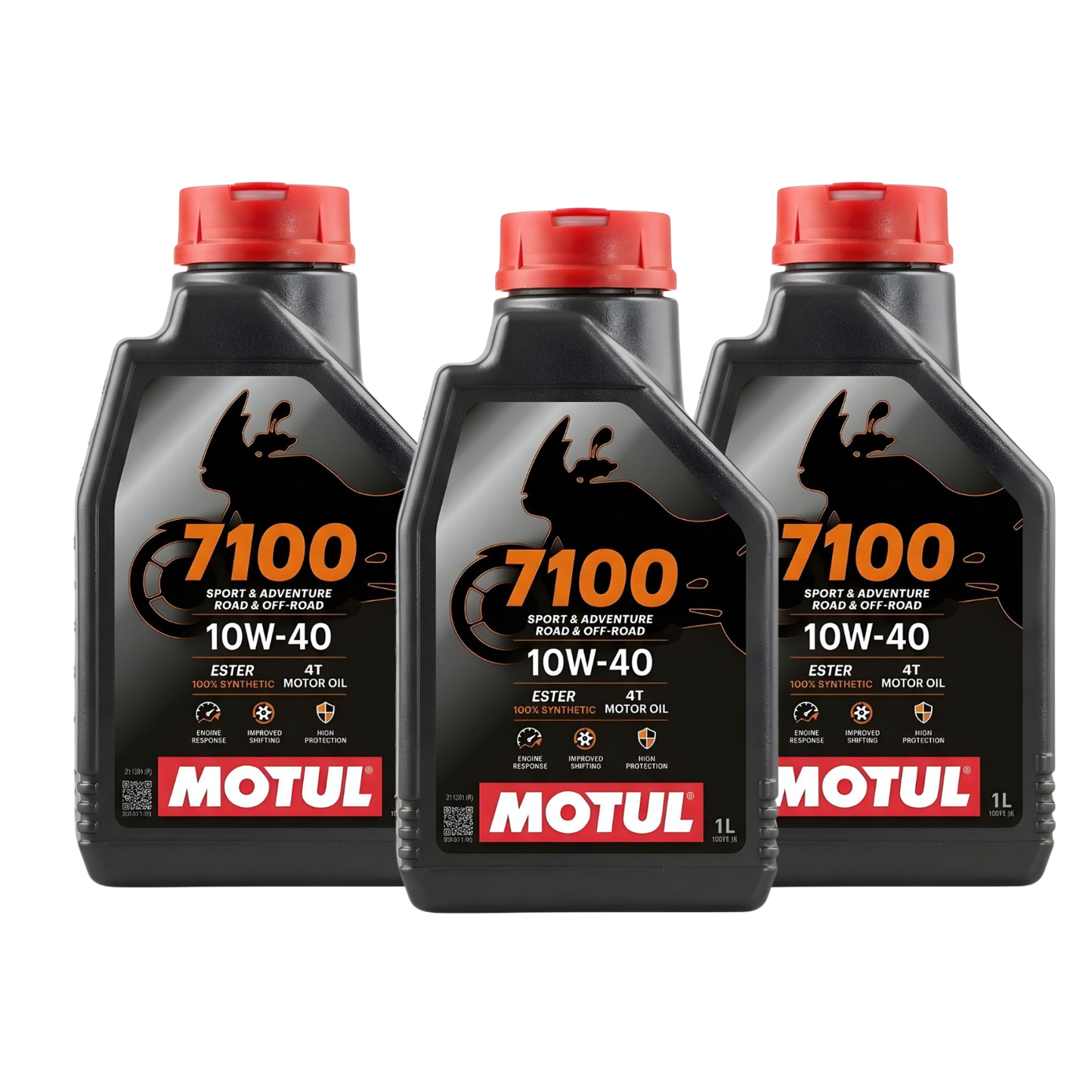 PACK 3 ACEITES MOTUL 7100 FULL SINTÉTICO 10W40 4T 1 LITRO