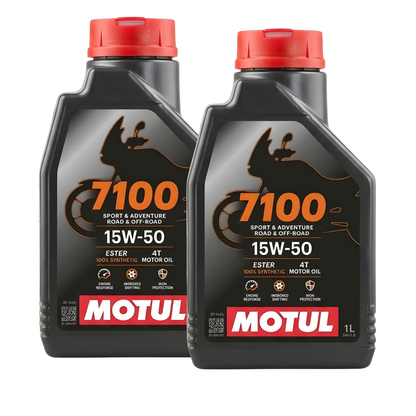PACK 2 ACEITES MOTUL 7100 FULL SINTÉTICO 15W50 4T 1 LITRO