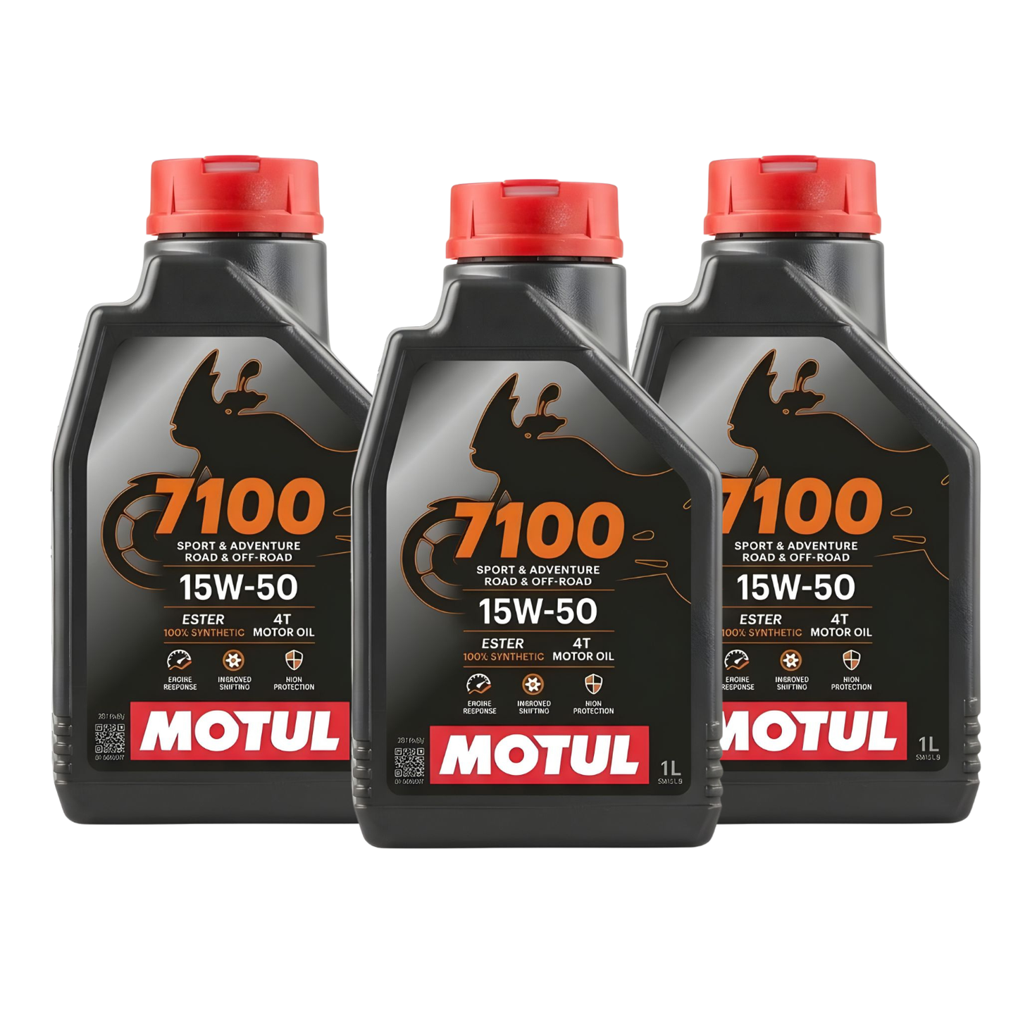 PACK 3 ACEITES MOTUL 7100 FULL SINTÉTICO 15W50 4T 1 LITRO