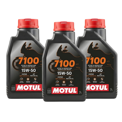 PACK 3 ACEITES MOTUL 7100 FULL SINTÉTICO 15W50 4T 1 LITRO