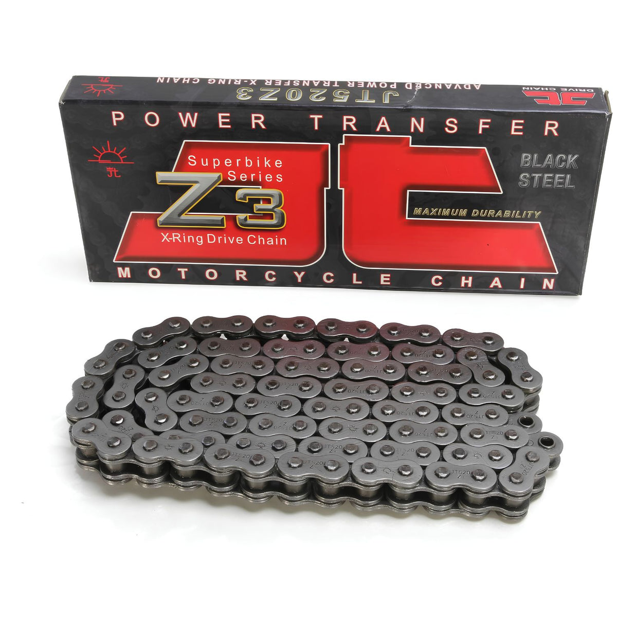 CADENA JT SPROCKETS Z3 520X122 X-RING NEGRA PARA MOTO HASTA 1000 CC