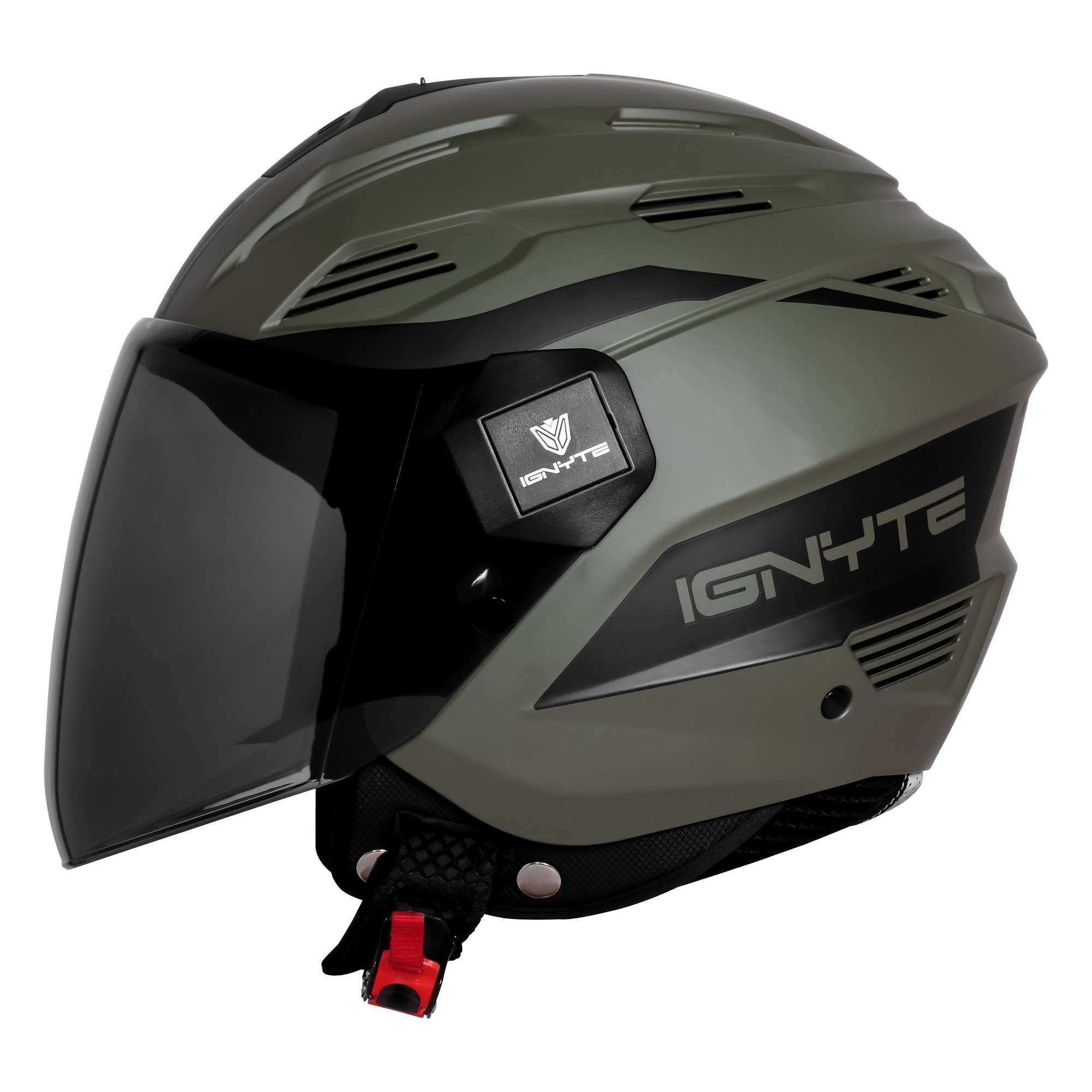 Casco Abierto Ignyte IGN-12 Foxx Guard Battle Verde con Negro - Imagen 2