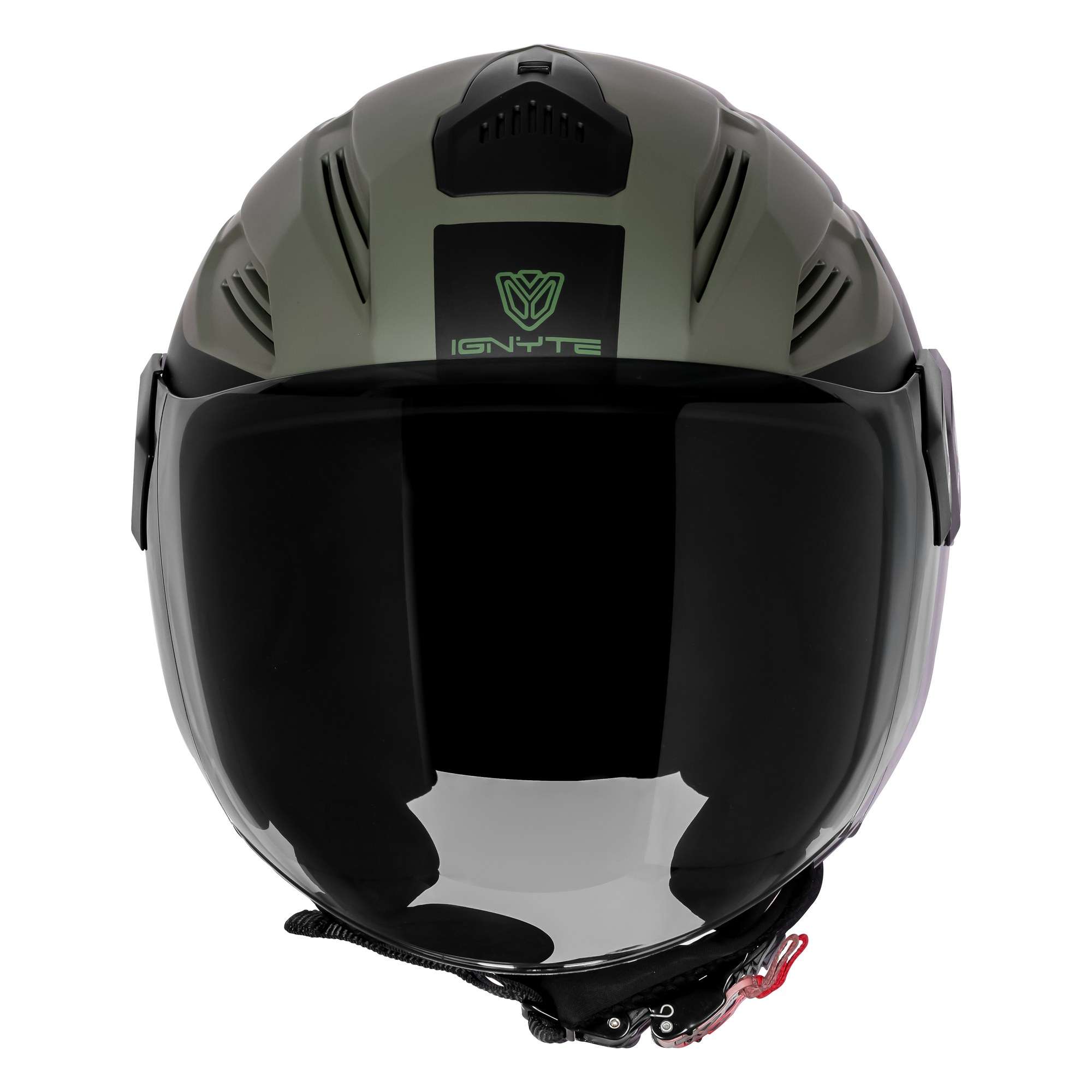 Casco Abierto Ignyte IGN-12 Foxx Guard Battle Verde con Negro - Imagen 3