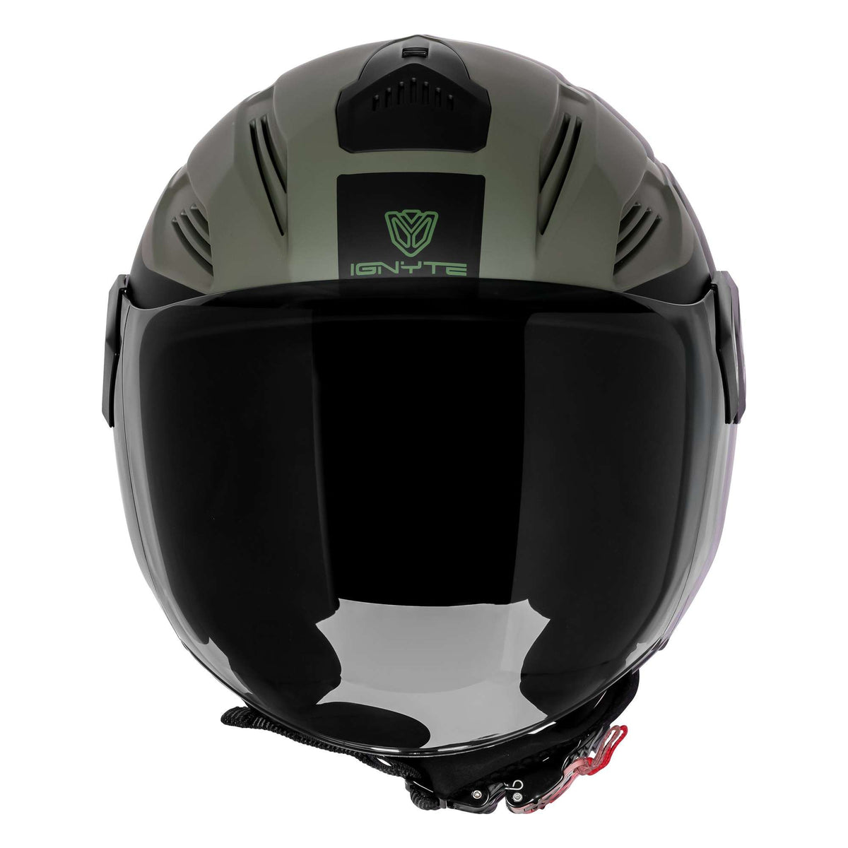Casco Abierto Ignyte IGN-12 Foxx Guard Battle Verde con Negro - Imagen 3