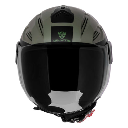 Casco Abierto Ignyte IGN-12 Foxx Guard Battle Verde con Negro - Imagen 3
