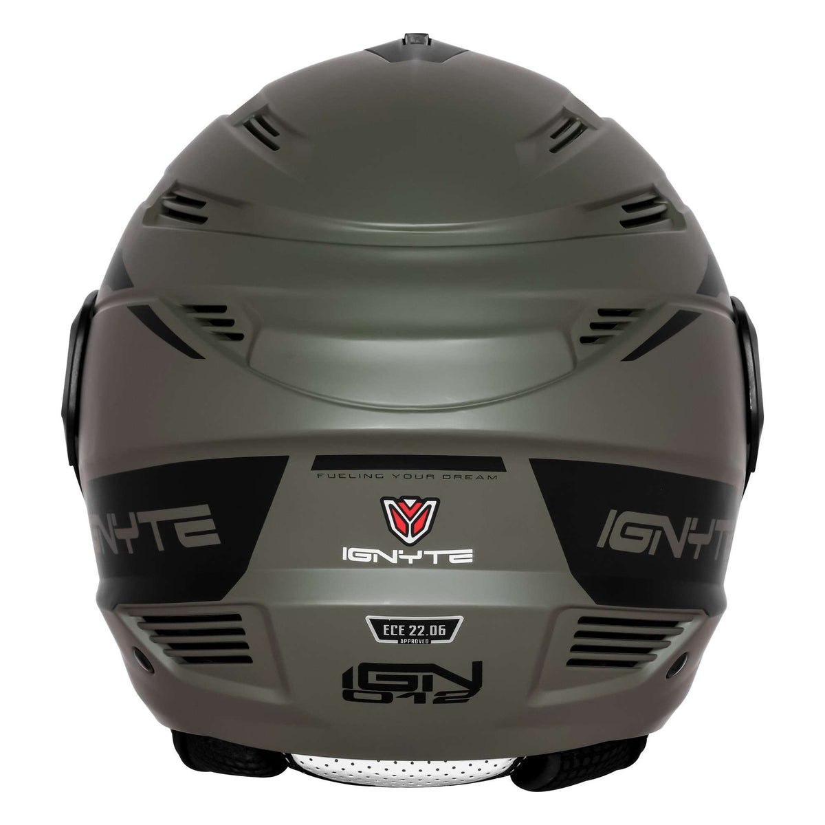 Casco Abierto Ignyte IGN-12 Foxx Guard Battle Verde con Negro - Imagen 5