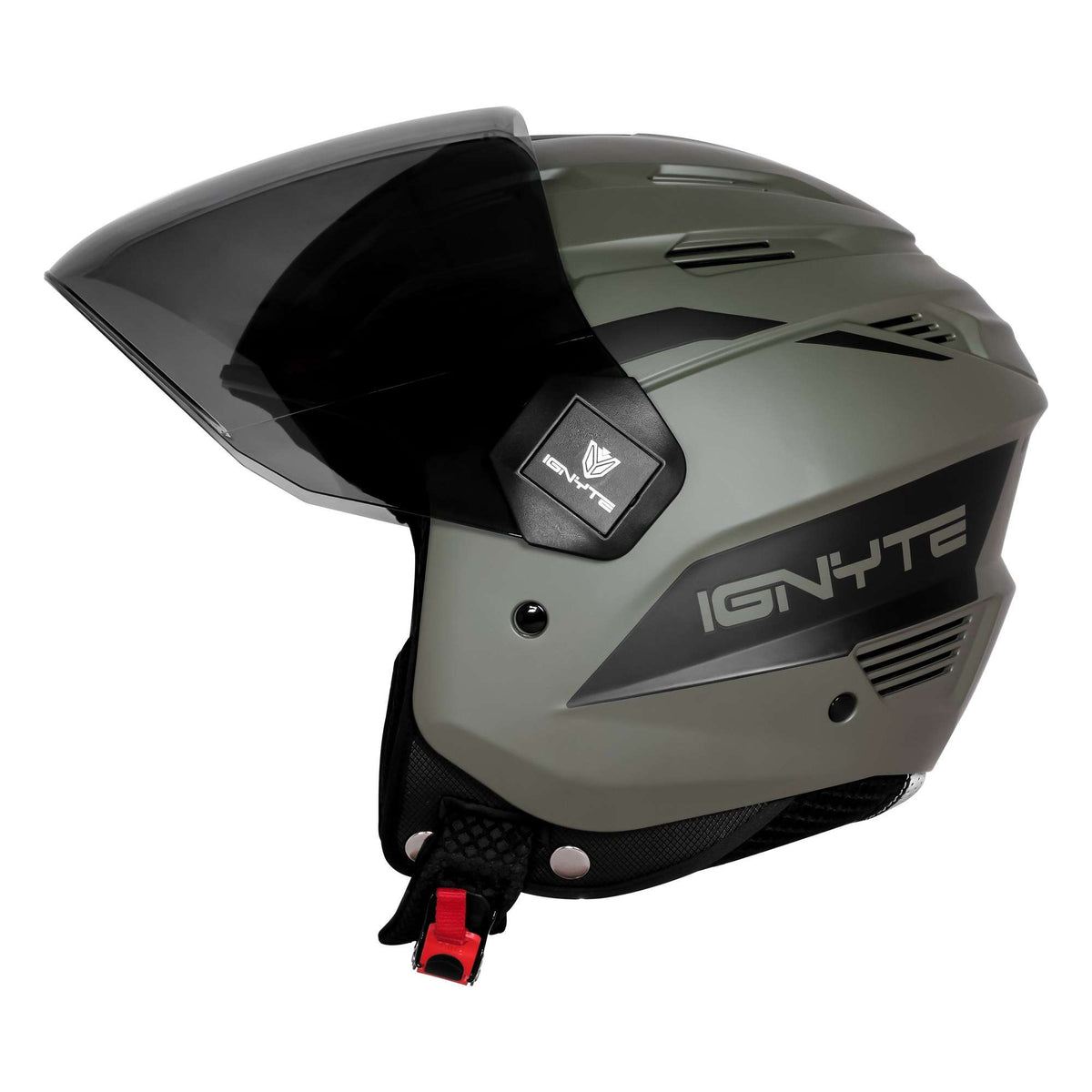 Casco Abierto Ignyte IGN-12 Foxx Guard Battle Verde con Negro - Imagen 6