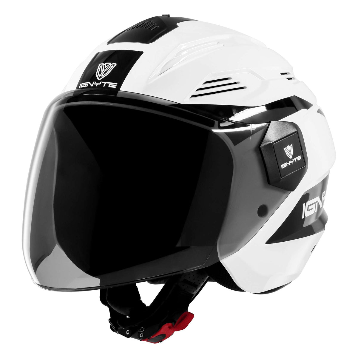 Casco Abierto Ignyte IGN-12 Foxx Guard Blanco con Negro - Imagen 1