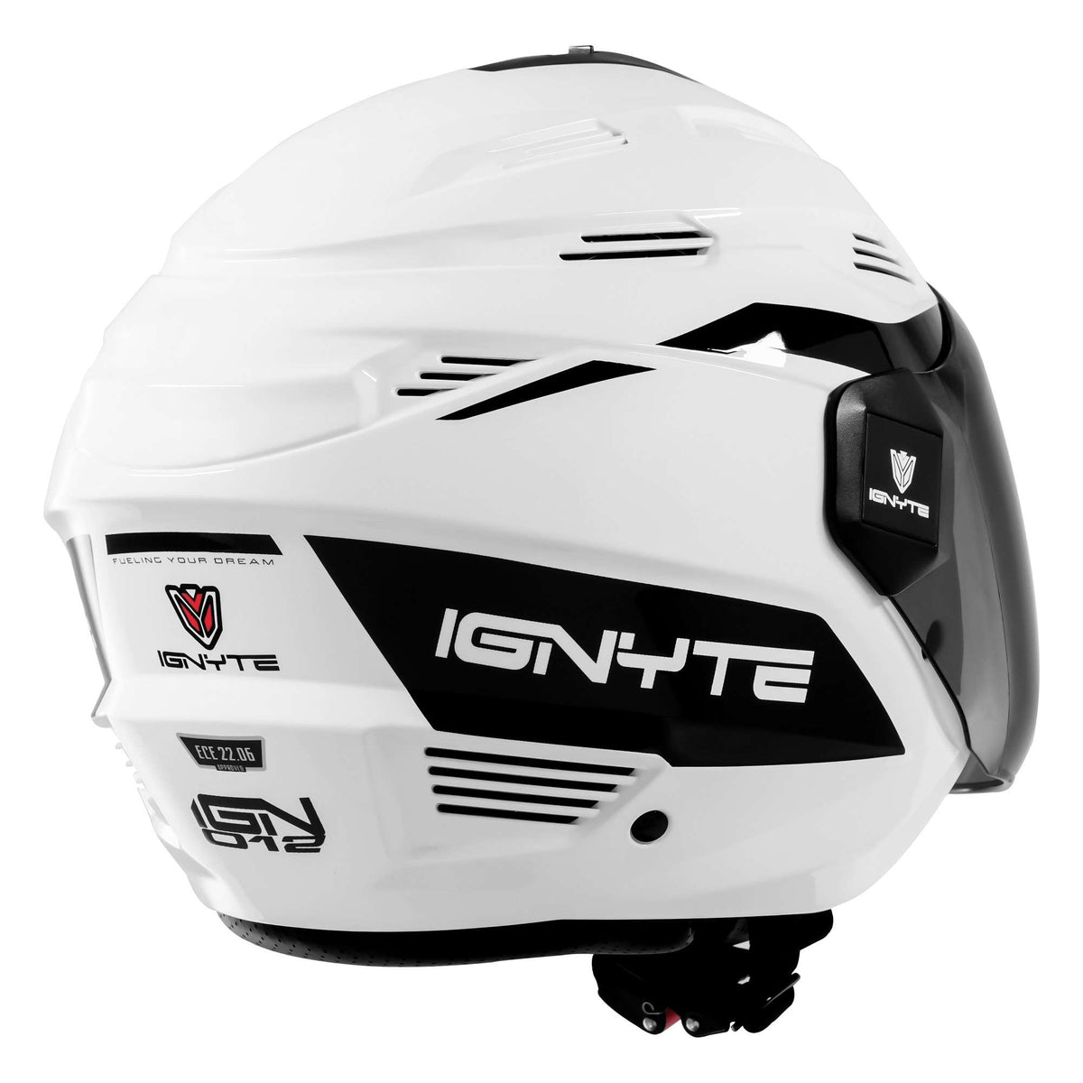 Casco Abierto Ignyte IGN-12 Foxx Guard Blanco con Negro - Imagen 4