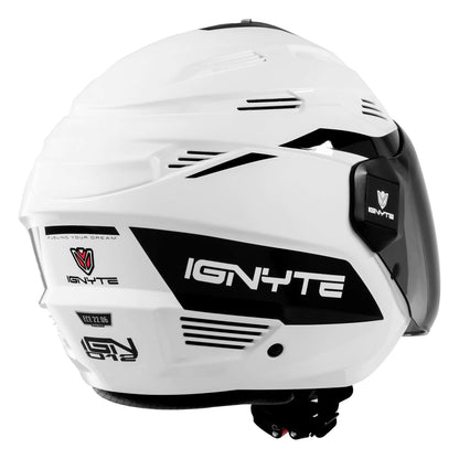 Casco Abierto Ignyte IGN-12 Foxx Guard Blanco con Negro - Imagen 4