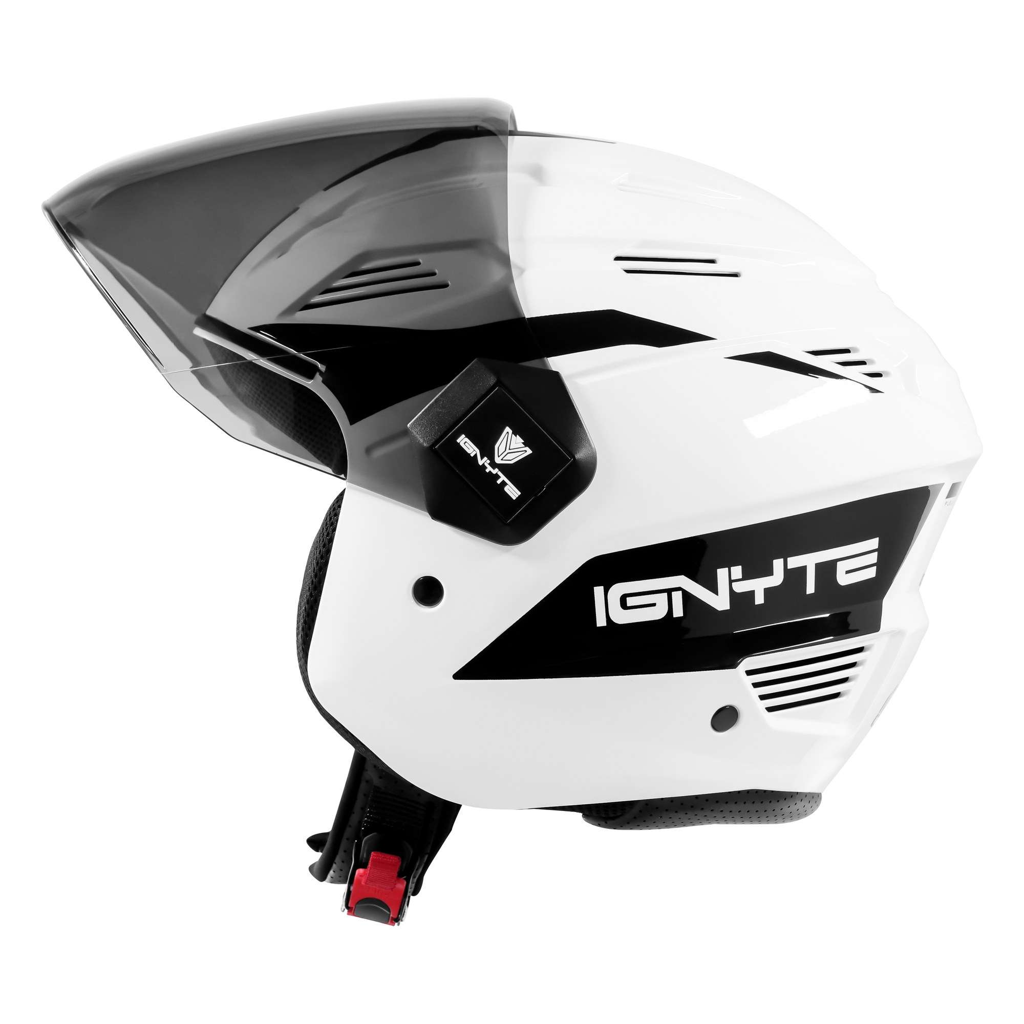Casco Abierto Ignyte IGN-12 Foxx Guard Blanco con Negro - Imagen 6