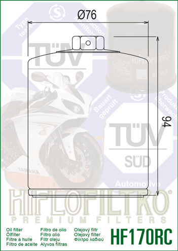 HIFLOFILTRO FILTRO DE ACEITE - HF170CRC - CROMADO - HD XL883 SPORTER