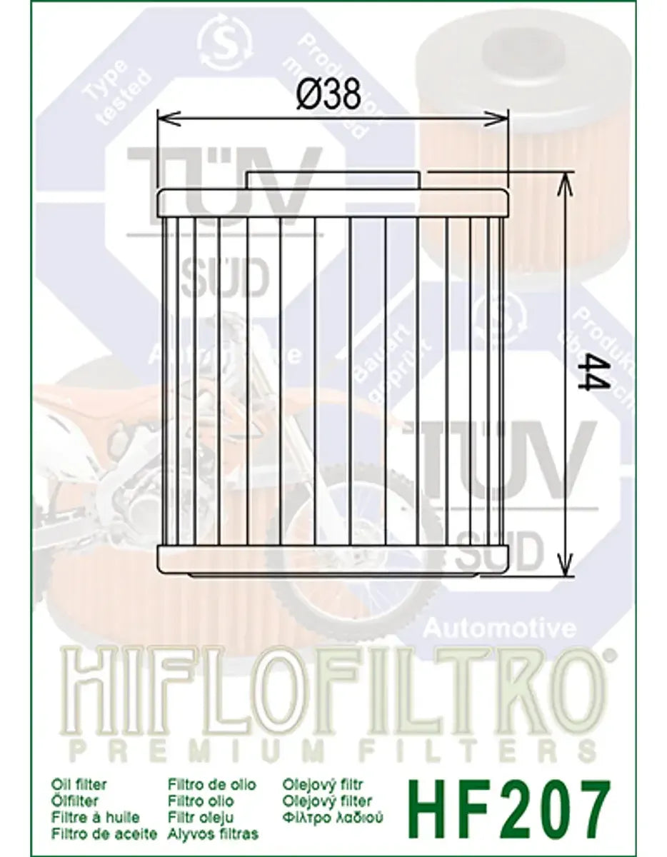 HIFLOFILTRO FILTRO DE ACEITE - HF207 - KX250 | KX450