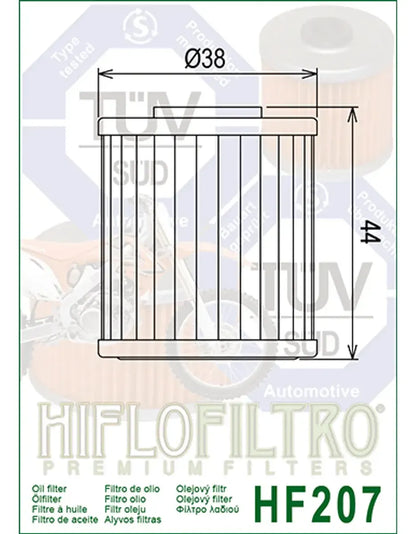 HIFLOFILTRO FILTRO DE ACEITE - HF207 - KX250 | KX450